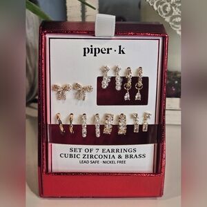 Piper K Gold & Cubic Zirconia Earrings 7 Pairs